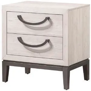 1pc Unique Design Contemporary Sleek Beige White Finish Nightstand 2- Drawers Storage Bedroom Wooden Furniture Solid Wood