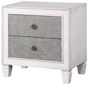 Katia Rustic Gray & Weathered White Finish Night Stand