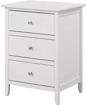 Versatile White Transitional Nightstand