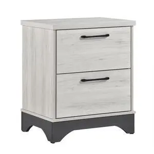 Contemporary Two-Tone White Oak and Gray Finish 2-Drawer Nightstand Bedroom Furniture 1pc