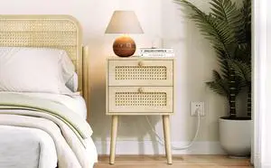 15"W Rattan 2-Drawer Nightstand 15"W Rattan 2-Drawer Nightstand