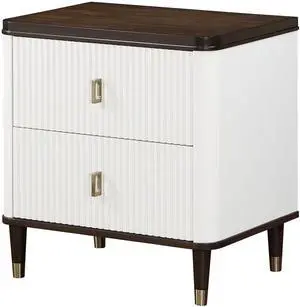 Carena White & Walnut Finish Night Stand w/USB