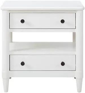 Open Nightstand White Finish With 2 Drawers