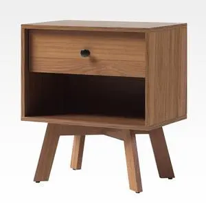Mid-Century Modern Minimalist 1-Drawer Nightstand  Mocha