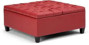 Harrison - Coffee Table Storage Ottoman - Crimson Red
