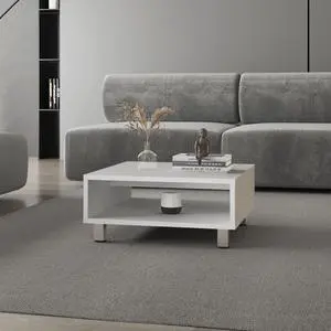 Avondale Coffee Table in Melamine with Open Storage, white