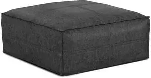 Brody - Large Square Coffee Table Pouf - Distressed Black
