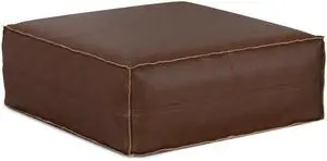 Brody - Extra Large Coffee Table Pouf - Distressed Dark Brown