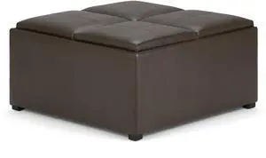 Avalon - Square Coffee Table Storage Ottoman - Chocolate Brown