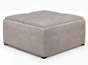 Avalon - Square Coffee Table Storage Ottoman - Distressed Grey Taupe