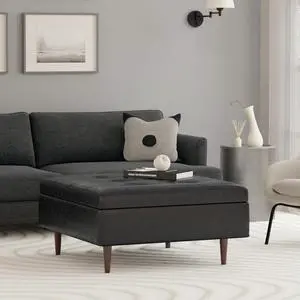 Shay Mid Century Large Square Coffee Table Storage Ottoman