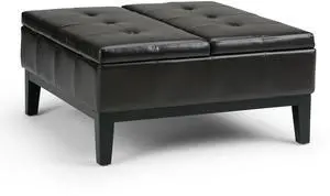 Dover - Square Coffee Table Storage Ottoman - Tanners Brown