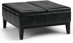 Dover - Square Coffee Table Storage Ottoman - Midnight Black