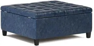 Harrison - Coffee Table Storage Ottoman - Denim Blue