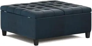 Harrison - Coffee Table Storage Ottoman - Distressed Dark Blue