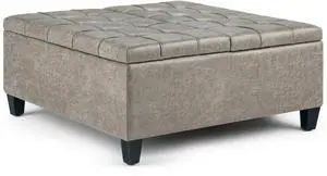Harrison - Coffee Table Storage Ottoman - Distressed Grey Taupe
