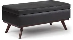 Owen - Lift Top Large Coffee Table Storage Ottoman - Distressed Black