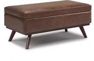 Owen - Lift Top Large Coffee Table Storage Ottoman - Distressed Chestnut Brown