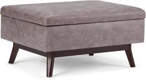 Owen - Coffee Table Storage Ottoman - Distressed Grey Taupe