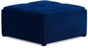 Avalon - Square Coffee Table Storage Ottoman - Blue
