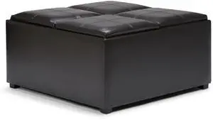 Avalon - Square Coffee Table Storage Ottoman - Tanners Brown