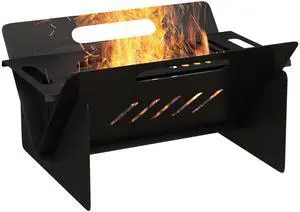 Outsunny 3-In-1 Portable Fire Pit, Stove, Coffee Table, Wood Burning Firepit with Carrying Bag and Quick Assembly for Camping, Bonfire, Picnic, Backyard, Patio, Black