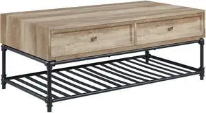 Brantley Oak & Sandy Gray Finish Rectangular Coffee Table