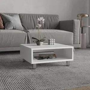 Eclipse 10" H Low Minimalistic Square Coffe Table with Open Storage White