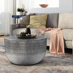 Johnsen Metal Coffee Table in Antique Silver