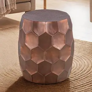 ET101 Modern Contemporary Aluminum material 21" Height End Table, Side Table with Glossy Diamond-Patterned Base Copper  same as B009P295931 (CA inventory)