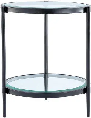 Sleek Minimalist Coffee Table, Crystal Clear Tempered Glass + Matte Black Industrial Frame