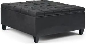 Harrison - Coffee Table Storage Ottoman - Distressed Black