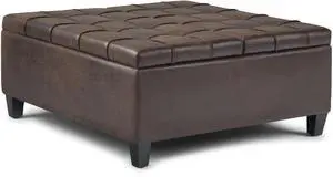 Harrison - Coffee Table Storage Ottoman - Distressed Brown