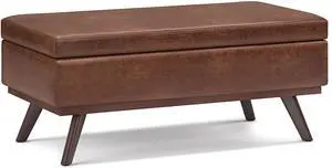 Owen - Lift Top Large Coffee Table Storage Ottoman - Distressed Saddle Brown