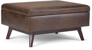 Owen - Coffee Table Storage Ottoman - Distressed Chestnut Brown