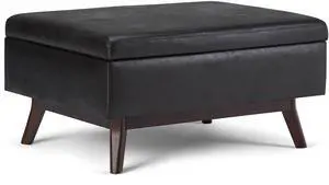 Owen - Coffee Table Storage Ottoman - Distressed Black