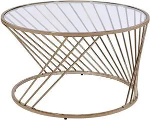 Bluelipe Clear Glass Top with Champagne Finish Coffee Table
