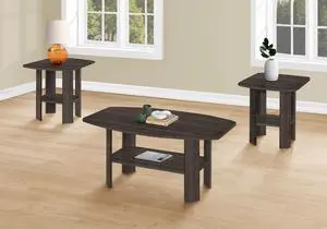 Table Set, 3pcs Set, Coffee, End, Side, Accent, Living Room, Brown Laminate, Transitional