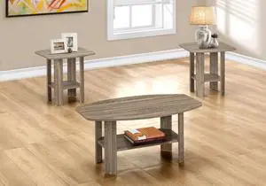Table Set, 3pcs Set, Coffee, End, Side, Accent, Living Room, Brown Laminate, Transitional