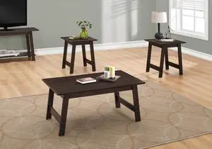 Table Set, 3pcs Set, Coffee, End, Side, Accent, Living Room, Brown Laminate, Transitional