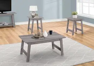 Table Set, 3pcs Set, Coffee, End, Side, Accent, Living Room, Grey Laminate, Transitional