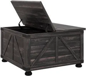 HOMCOM Farmhouse Coffee Table, Square Coffee Table with Storage for Living Room, Center Table with Hinged Flip Lift Top and Hidden Space, Distressed Brown