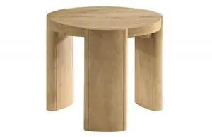 21 Inch Kepler Driftwood Finish Round Wood End Table, Modern Living Room 1Pc Sofa Side Table