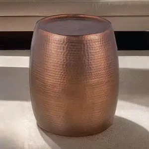 ET501 Modern Contemporary Aluminum material 21" Height End Table, Side Table with Glossy Hand Hammered Design Antique Copper  same as B009P298420 (CA inventory)