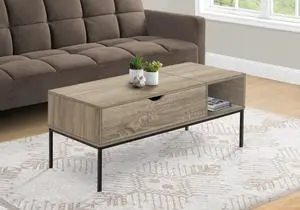 Coffee Table, 42" L, Rectangular, Cocktail, Lift-top, Dark Taupe, Black Metal, Contemporary, Modern