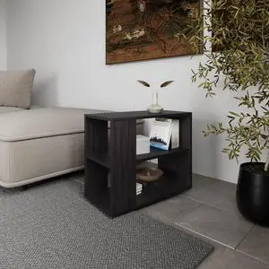 Rio Verde Side Table in Melamine with Open Storage, Wengue