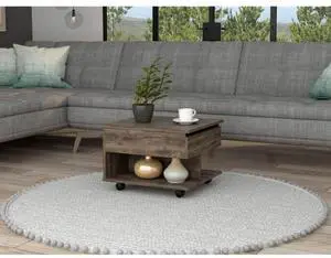 Lift Top Coffee Table, Casters, One Shelf, Dark Brown