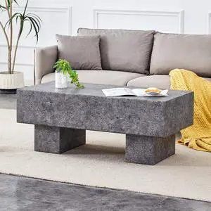 Modern Simple Gray Texture MDF Coffee Table - 43.3"x21.6"x17.2" Practical Model.Making it an ideal addition to any living room or apartment.W1151P224252