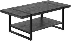 Coffee Table, Accent, Cocktail, Rectangular, Living Room, 48"l, Black Laminate, Black Metal, Contemporary, Modern