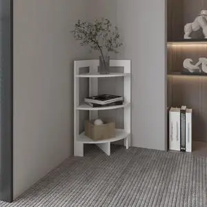 Riga Corner 3-Tier Shelf Side Table  31.7" High , Sofa Table, End Table with Tray